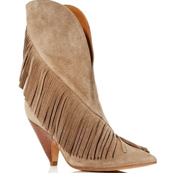 Sigerson Morrison Shoes - Sigerson Morrison Giliana taupe suede fringe boots